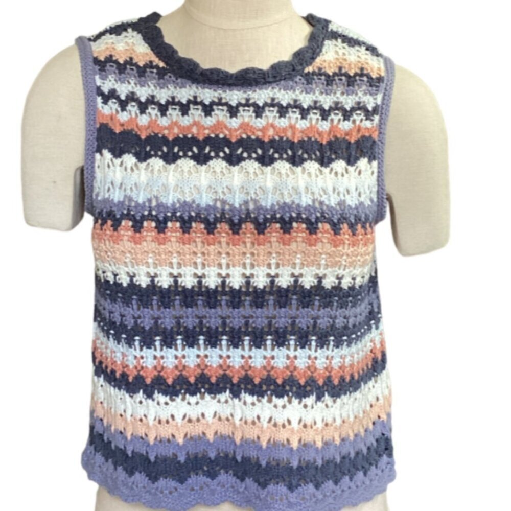 Universal Thread Cropped Sleeveless Crochet Knit Tank Top Sz M 166C